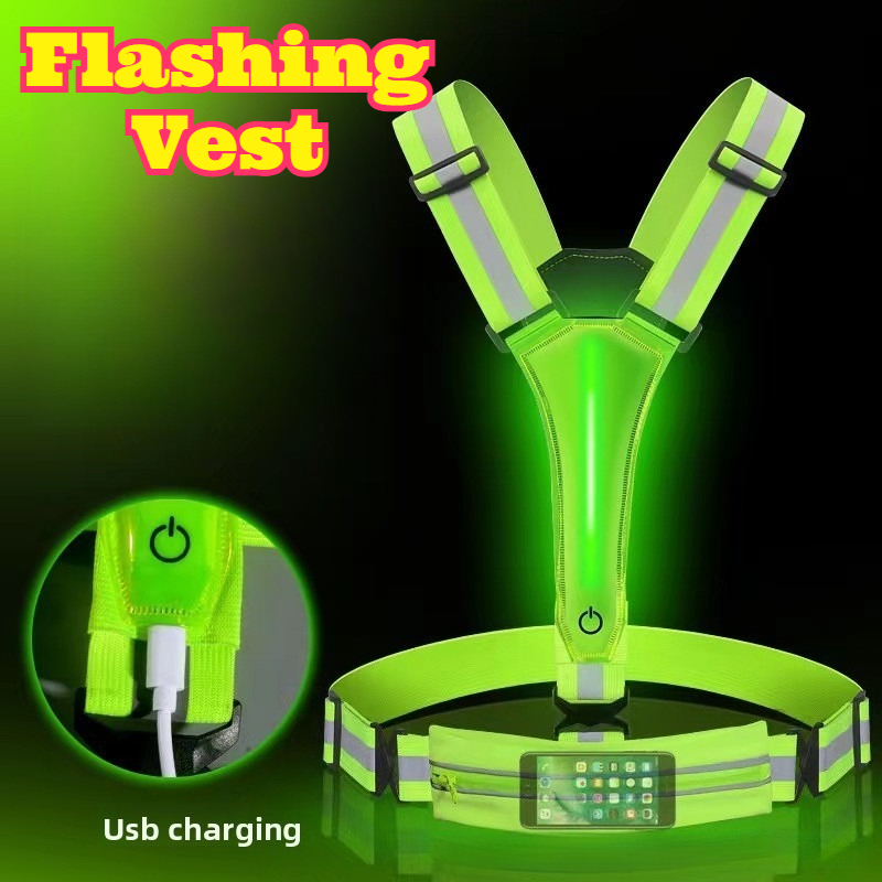 LED Glowing Reflective Vest Hi - Reflective Vest Cycling 评论和价格