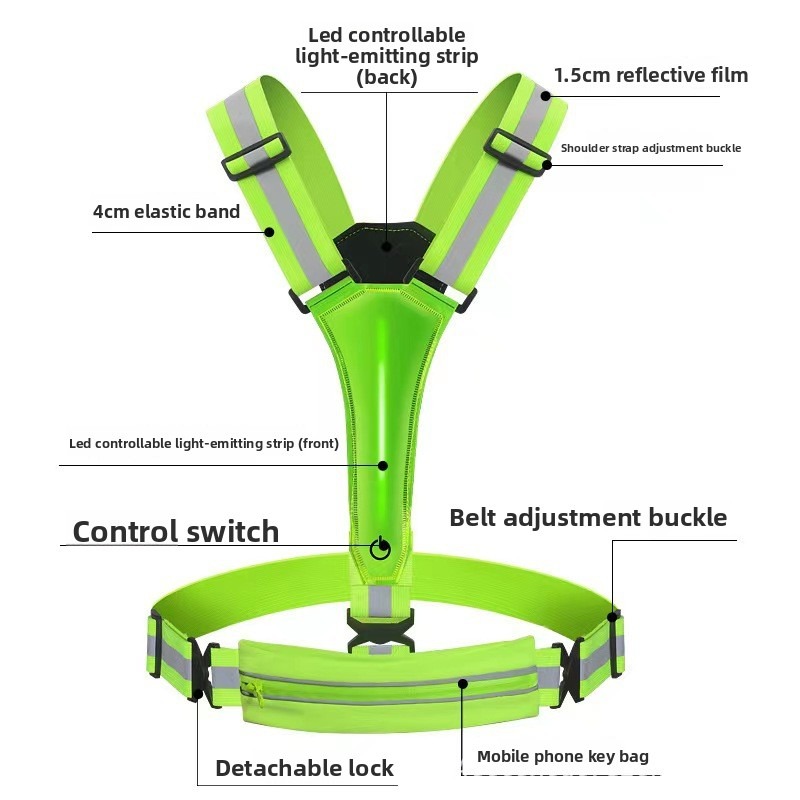LED Glowing Reflective Vest Hi - Reflective Vest Cycling 评论和价格