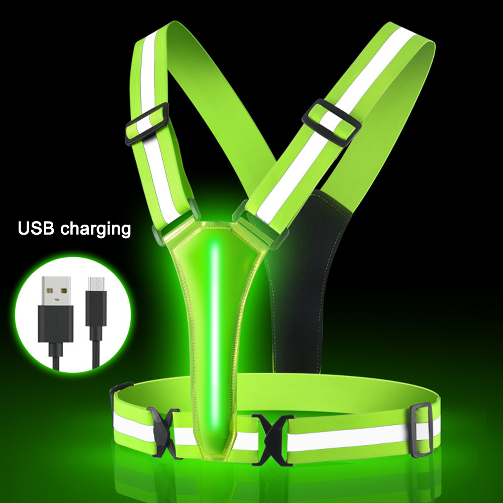 LED Running Vest USB Rechargea - Reflective Vest Cycling 评论和价格