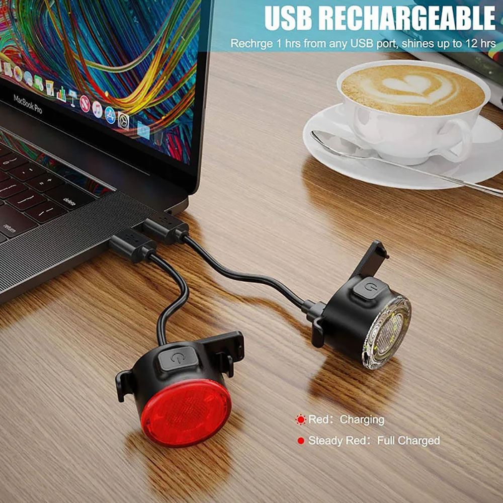 USB Rechargeable Waterproof LE - Bike Light Front Rear 评论和价格