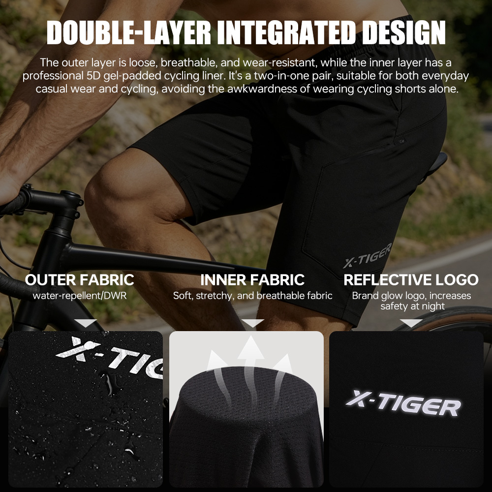 X-TIGER 2 in 1 Cycling Shorts  - Cycling Shorts For Commute 评论和价格